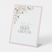 ピンクエレガントの水彩フローラ日付アイディア 台座サイン (正面)