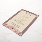 ピンクエレガントの水彩フローラ結婚式招待状 箔招待状 (回転した状態)