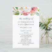 ピンクエレガントの水彩フローラ結婚式 プログラム (スタンド正面)