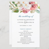 ピンクエレガントの水彩フローラ結婚式 プログラム (正面/裏面)