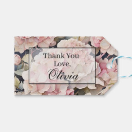 ピンクエレガントの水彩フローラ ギフトタグ