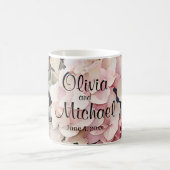 ピンクエレガントの水彩フローラ コーヒーマグカップ (中央)