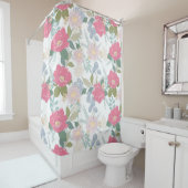 ピンクエレガントの水彩フローラ シャワーカーテン (インサイチュ)