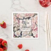 ピンクエレガントの水彩フローラ スタンダードカクテルナプキン (インサイチュ)