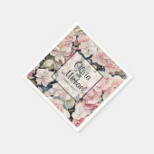 ピンクエレガントの水彩フローラ スタンダードカクテルナプキン (角)