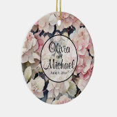 ピンクエレガントの水彩フローラ セラミックオーナメント (右)