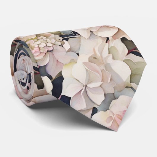 ピンクエレガントの水彩フローラ ネクタイ (ロール)