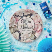 ピンクエレガントの水彩フローラ ペーパープレート (パーティー)