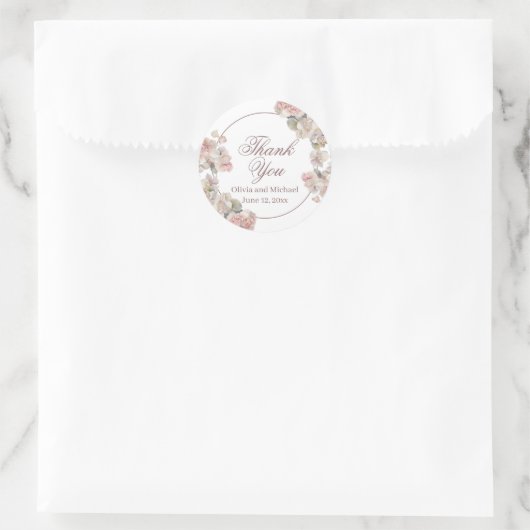 ピンクエレガントの水彩フローラ ラウンドシール (バッグ)