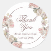 ピンクエレガントの水彩フローラ ラウンドシール (正面)