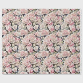 ピンクエレガントの水彩フローラ ラッピングペーパー (フラット)