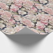 ピンクエレガントの水彩フローラ ラッピングペーパー (角)