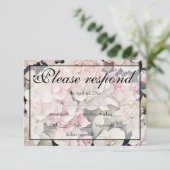 ピンクエレガントの水彩フローラ 出欠カード (スタンド正面)