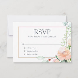 ピンクエレガントの水彩フローラ 出欠カード