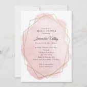ピンクエレガントの水彩ブライダルシャワー 招待状 (正面)