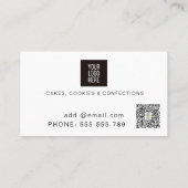 ピンクエレガントの水彩ベーカリー&スイーツ 名刺 (裏面)