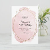 ピンクエレガントの水彩任意の年齢誕生日 招待状 (スタンド正面)