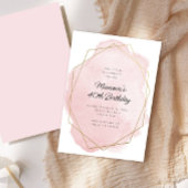ピンクエレガントの水彩任意の年齢誕生日 招待状