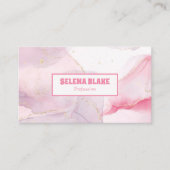 ピンクエレガントの水彩大理石 – 金ゴールドグリッター 名刺 (正面)