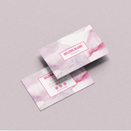 ピンクエレガントの水彩大理石 – 金ゴールドグリッター 名刺