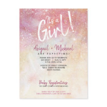 ピンクエレガントの水彩女の子の赤ちゃんシャワー