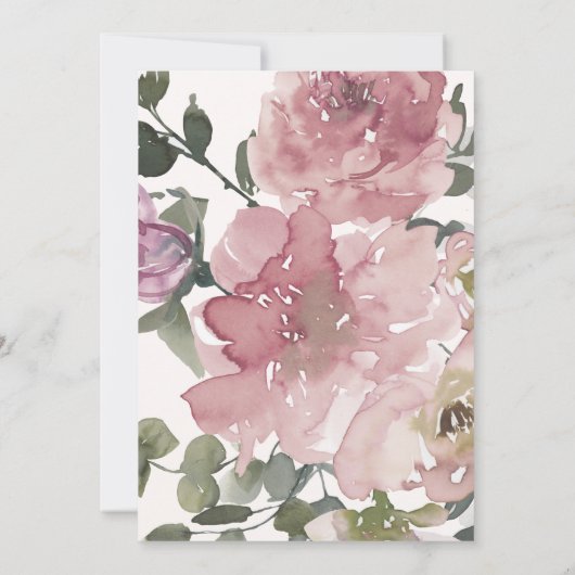 ピンクエレガントの水彩牡丹フローラ結婚ズ 招待状 (裏面)