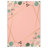 ピンクエレガントの水彩花がパーソナライズ クリップボード (裏面)