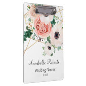 ピンクエレガントの水彩花がパーソナライズ クリップボード (右)