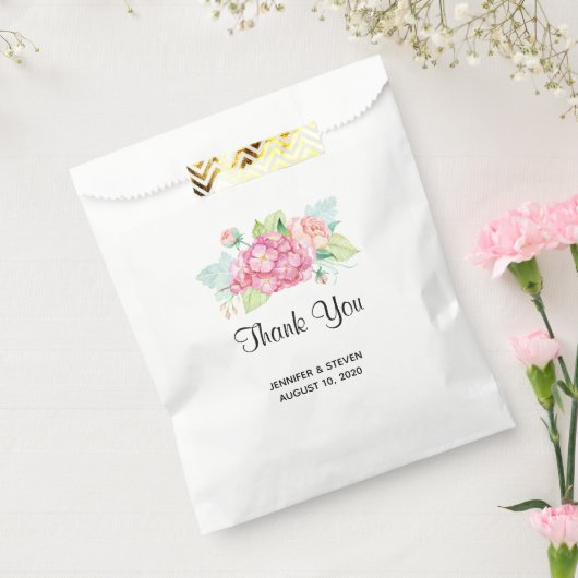 ピンクエレガントの水彩花の花束結婚の フェイバーバッグ (封をした状態)