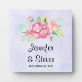 ピンクエレガントの水彩花の花束結婚の フォトプラーク (正面)