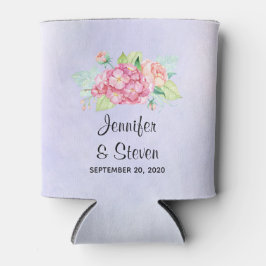 ピンクエレガントの水彩花の花束結婚の 缶クーラー