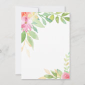 ピンクエレガントの水彩花を持つ書道 サンキューカード (裏面)