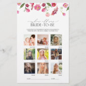 ピンクエレガントの水彩花ブライダルシャワーゲーム (正面)