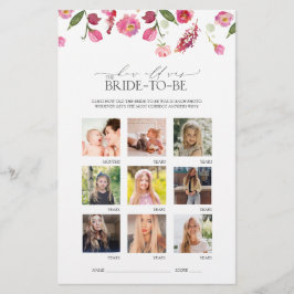 ピンクエレガントの水彩花ブライダルシャワーゲーム