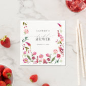 ピンクエレガントの水彩花ブライダルシャワー スタンダードカクテルナプキン (インサイチュ)