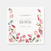 ピンクエレガントの水彩花ブライダルシャワー スタンダードカクテルナプキン (正面)