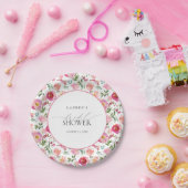 ピンクエレガントの水彩花ブライダルシャワー ペーパープレート (パーティー)