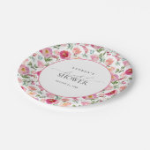 ピンクエレガントの水彩花ブライダルシャワー ペーパープレート (アングル)