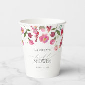 ピンクエレガントの水彩花ブライダルシャワー 紙コップ (裏面)