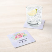 ピンクエレガントの水彩花束 スクエアペーパーコースター (インサイチュ)