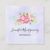 ピンクエレガントの水彩花束 スクエア名刺 (正面)