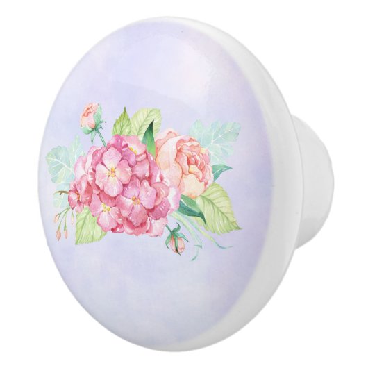 ピンクエレガントの水彩花束 セラミックノブ (右)