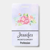 ピンクエレガントの水彩花束 バッジ (裏面)