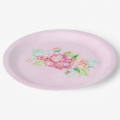 ピンクエレガントの水彩花束 ペーパープレート (アングル)