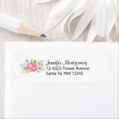 ピンクエレガントの水彩花束 ラベル (インサイチュ)