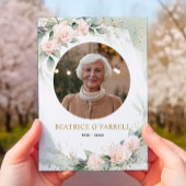 ピンクエレガントの水彩花死者発表 招待状