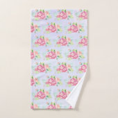 ピンクエレガントの水彩花花束模様 バスタオルセット (ハンドタオル)