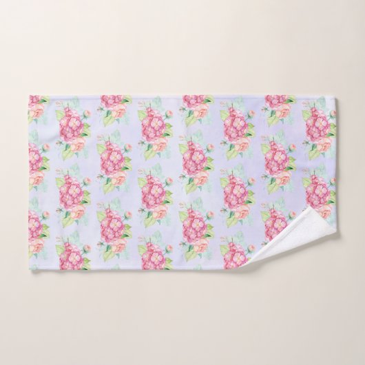 ピンクエレガントの水彩花花束模様 バスタオルセット (ハンドタオル)