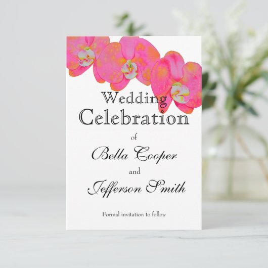 ピンクエレガントの水彩蘭絵画のフローラ セーブザデート (スタンド正面)