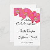 ピンクエレガントの水彩蘭絵画のフローラ セーブザデート (正面/裏面)